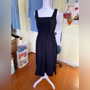 Gap brand black knit tank dress with tie belt, Size Medium